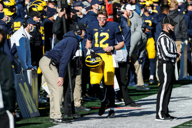 Michigan Wolverines football redshirt freshman quarterback Cade McNamara threw five touchdown passes last season. 