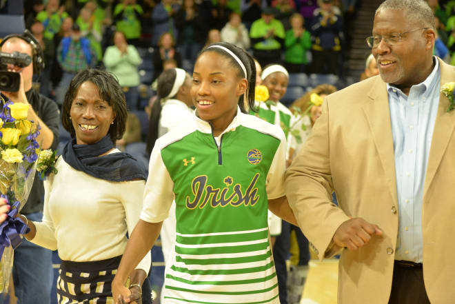 On Senior Night, point guard Lindsay Irish led the Irish in points (18) and assists (eight) during the 82-45 victory over Boston College.
