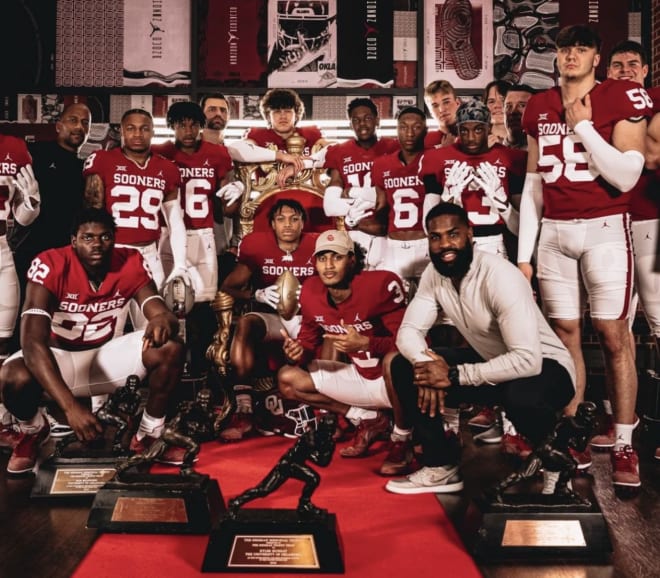 Mitchell (front left) on a March unofficial visit to OU