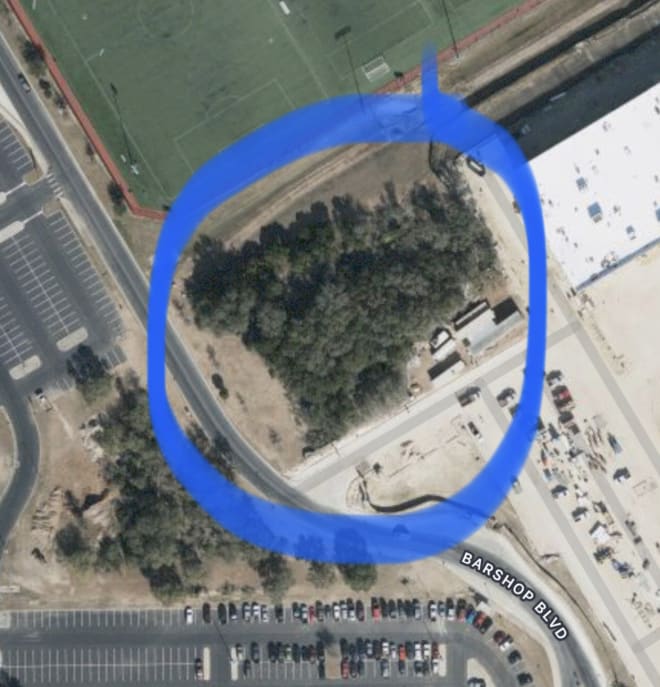 The new practice facility for basketball/volleyball will be built on Rattlesnake Hill next to the RACE building as demarcated by the blue circle in the photo above.
