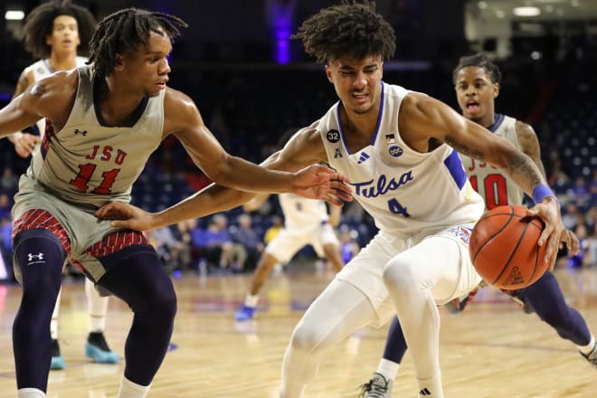 PJ Haggerty (4) led Tulsa with 20 points in a win over Jackson State.