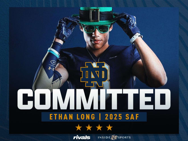 2025 safety Ethan Long has committed to Notre Dame football. He is the second commitment of the month after the Irish landed 2025 DE Christopher Burgess Jr. on Saturday.