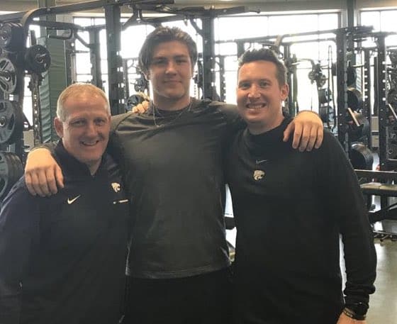 Tight end signee Konner Fox meets with HC Chris Klieman and DoR Taylor Braet.