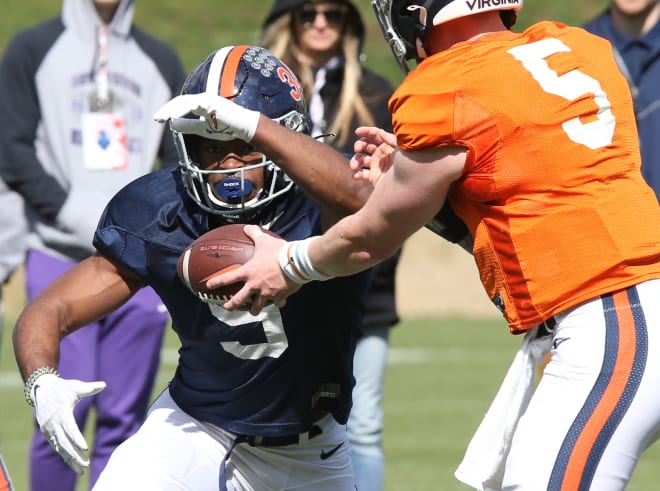Amaad Foston got plenty of work in practice this spring as the new UVa coaching staff emphasized the run game.