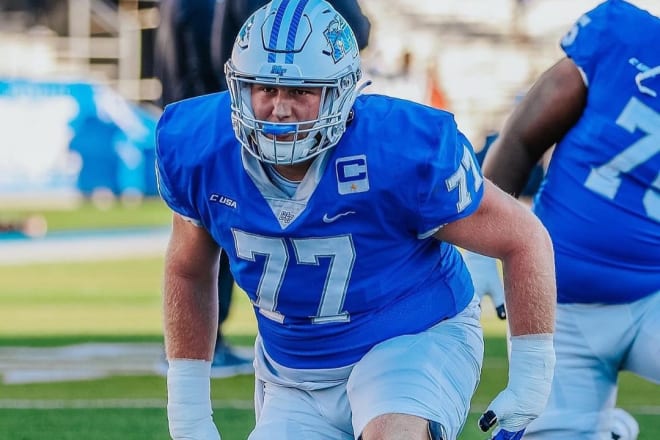 Former MTSU offensive lineman Keylan Rutledge will play his final two seasons on the Flats