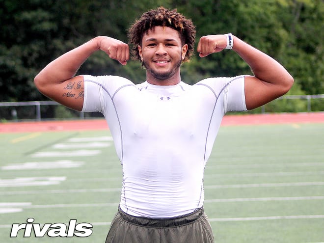 New England defensive lineman TJ Guy is committed to Michigan Wolverines football recruiting, Jim Harbaugh.