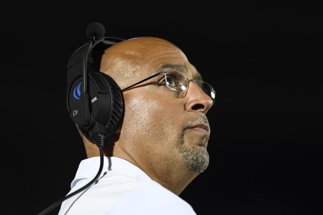 Penn State coach James Franklin discussed his the Nittany Lions rushing attack during his news conference on Oct.5, 2021. AP photo
