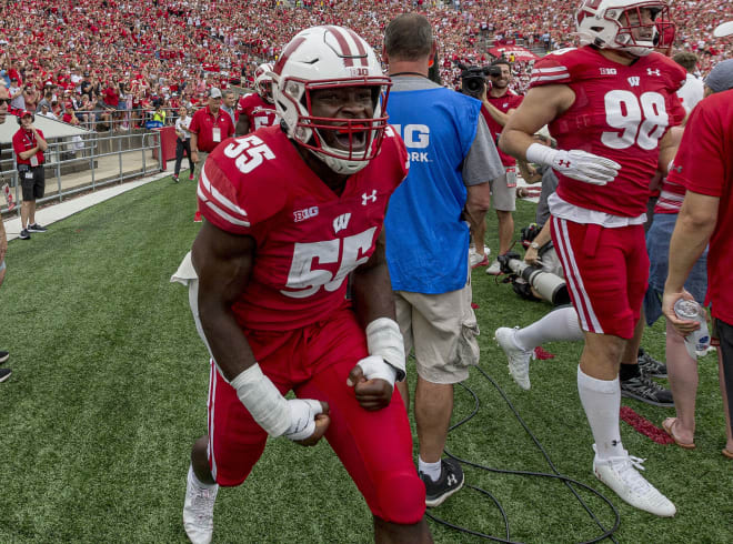 Wisconsin linebacker Maema Njongmeta.