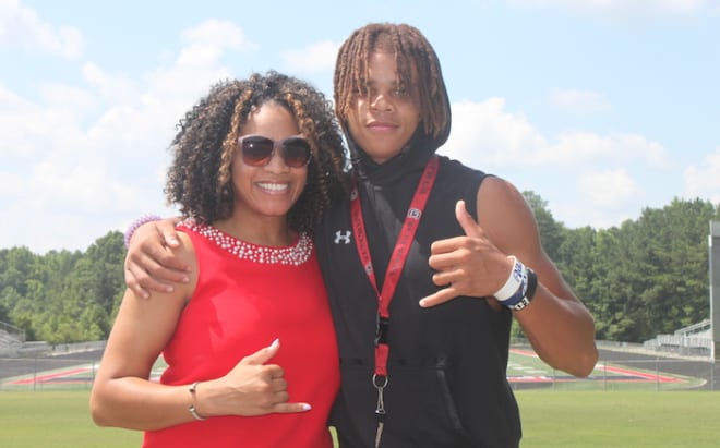 New South Carolina Gamecocks football commitment Joey Hunter, pictured with his mother