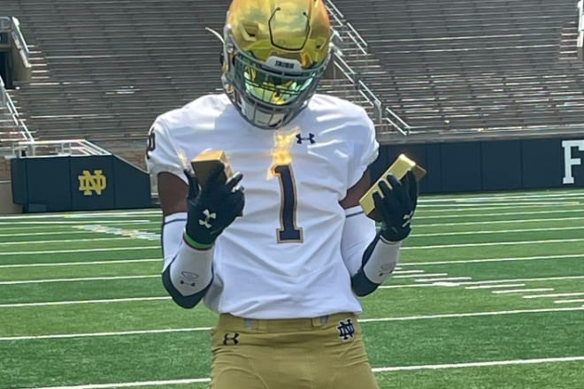 Before his junior season begins at Noblesville (Ind.) High, 2025 defensive end prospect Israel Oladipupo made his second visit to Notre Dame of the summer. The Irish will closely monitor his progress this season.