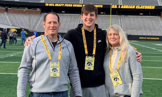 Class of 2022 OL Kale Krogh and family at Iowa's junior day on March 1.