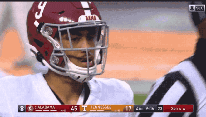 Alabama true freshman Bryce Young was 3 of 5 against Tennessee for 30-yards 