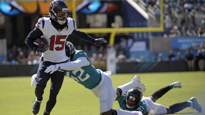 Houston Texans wide receiver Will Fuller caught six passes for 68 yards in a 20-7 win over the Jacksonville Jaguars.