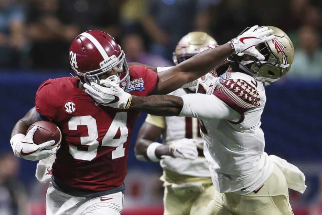 Alabama's Damien Harris scored a touchdown to send Florida State to a 24-7 loss to open the season.