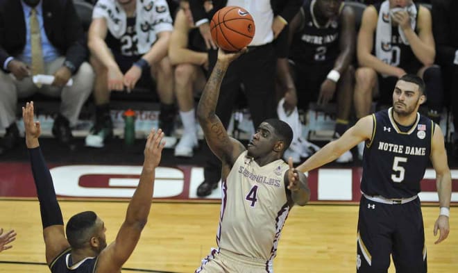 Dwayne Bacon attacks the rim in Florida State's game against Notre Dame on Wednesday.