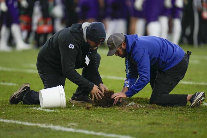 A massive hole opened up in the Wrigley Field turf during the fourth quarter.