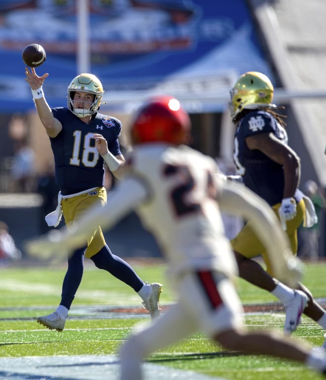 Steve Angeli's (No. 18) pass-efficiency rating from the Sun Bowl (232.62) was the highest for a Notre Dame QB making a starting debut in the last 50 years.