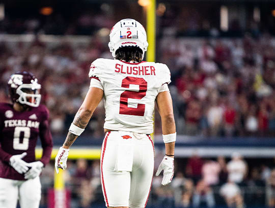 Arkansas DB Myles Slusher announced Sunday he will enter the transfer portal.