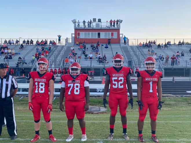 Matoaca team captains (L to R) #18 Michael Shank, #78 Krishaun Harper, #52 Keyshawn Burgos, #1 Cameron Johnson