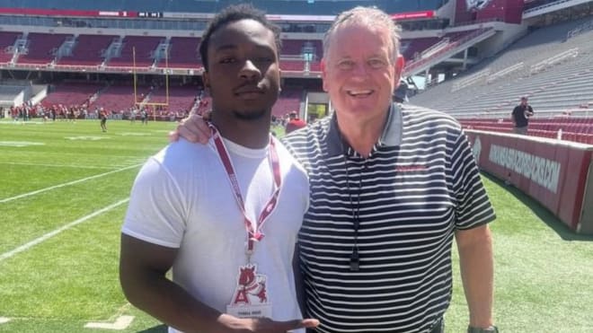 JUCO RB Tyrell Reed visiting for Arkansas' spring red-white game.