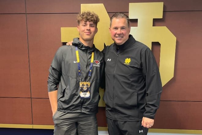 Anthony Sacca, pictured above with Al Golden, committed to Notre Dame on Saturday. Sacca has a preexisting relationship with Golden, and believes the Irish give him the best opportunity to develop as a linebacker.