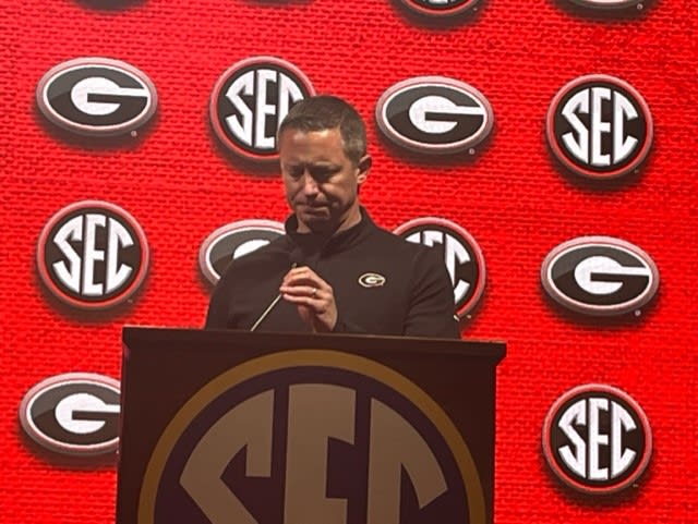 Mike White addresses the media during Wednesday's SEC Media Days.