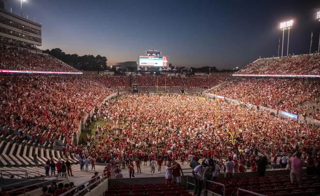 NC State Wolfpack football fans rush the field after upsetting Clemson 