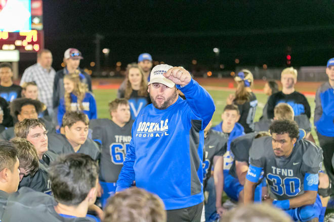 Rockdale head football coach Jacob Campsey