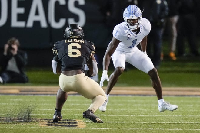 North Carolina defensive back Tony Grimes. Photo | Jim Dedmon-USA TODAY Sports