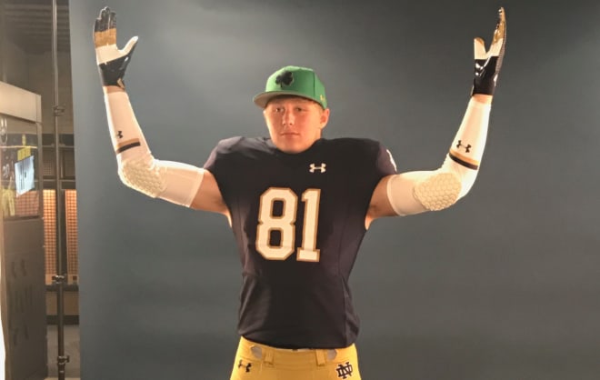 Notre Dame pledge Cane Berrong is working hard to prepare for his Fighting Irish career.