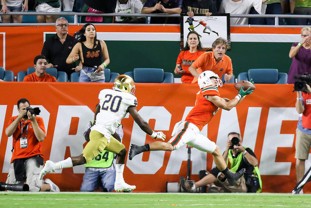 Braxton Berrios opened the scoring in Miami's 41-8 victory on this touchdown pass.