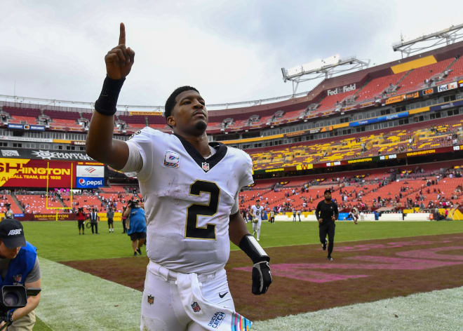 Jameis Winston threw four touchdown passes for the New Orleans Saints on Sunday.