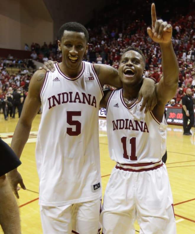 Senior point guard Yogi Ferrell (11) and junior forward Troy Williams (5) have been key players for the 2016 Hoosiers, who are guaranteed at least a share of the Big Ten championship.