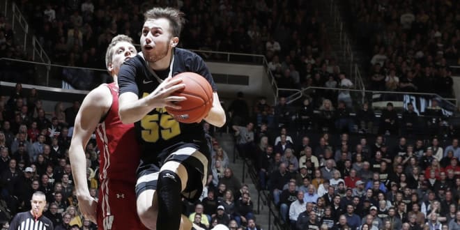 Sasha Stefanovic added 12 points and plenty of energy for Purdue in its romp over Wisconsin. 