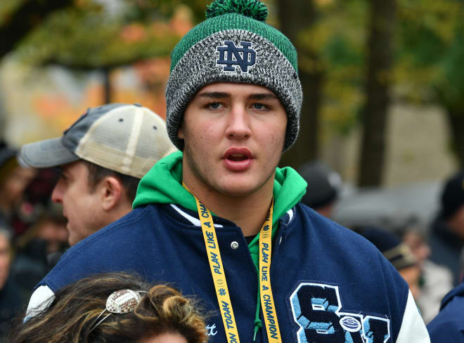 The latest on Notre Dame and big offensive tackle target Wyatt Milum.