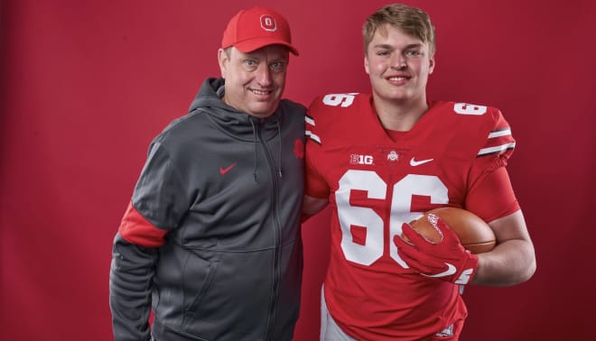 Ohio State's newest addition, George Fitzpatrick, is pictured here with his father, Mark, during last month's official visit to Ohio State.