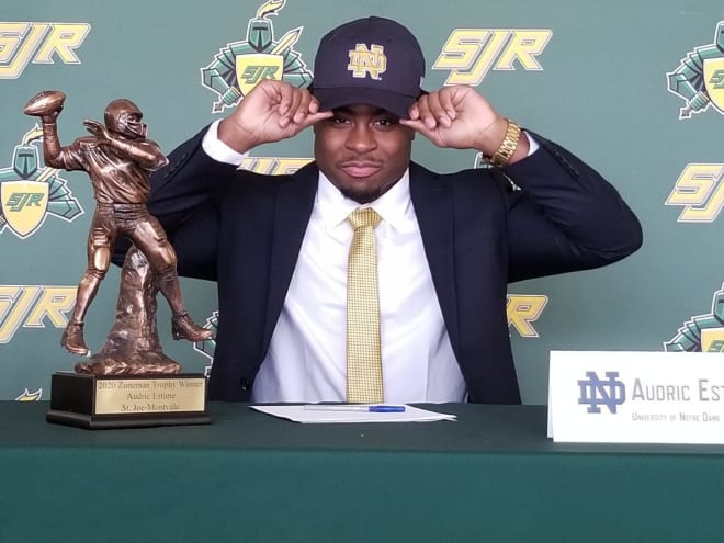 The addition of Audric Estime gave Notre Dame's 2021 class ranking a boost.