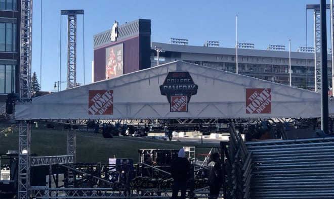 The ESPN CollegeGameday stage is ready to go for Saturday's show from Pullman