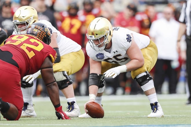 Notre Dame Fighting Irish football senior offensive lineman Jarrett Patterson