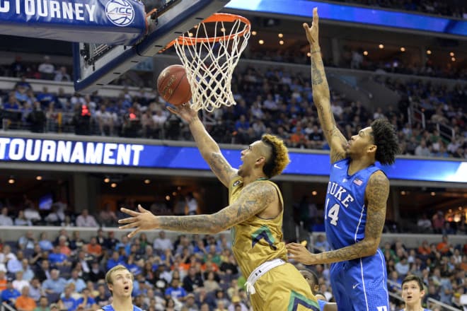 Zach Auguste’s 19 points and 22 rebounds help the Irish overcome a 16-point deficit in the second half en route to an 84-79 overtime win over Duke. 