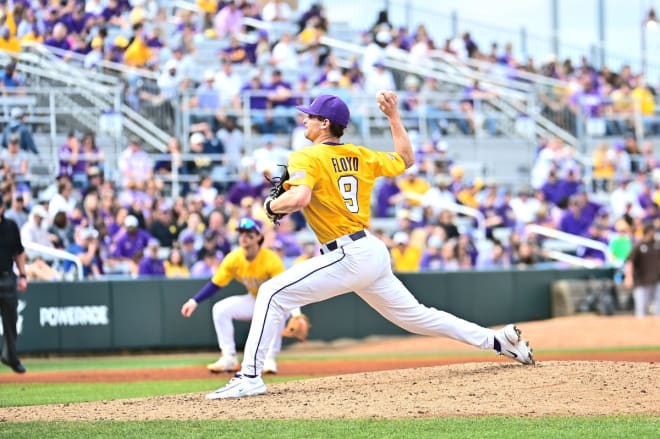 LSU junior reliever Ty Floyd threw three no-hit scoreless innings and was credited with the victory in the Tigers' 9-2 series-sweeping victory over Western Michigan in Alex Box Stadium on Sunday afternoon. 