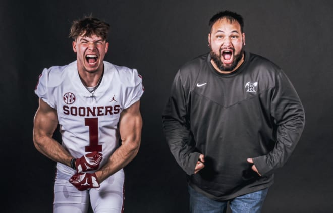Wimberly and his father on an unofficial visit to Oklahoma