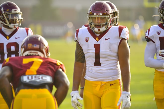 Junior linebacker Palaie Gaoteote has been a standout this preseason for USC, according to coach Clay Helton.