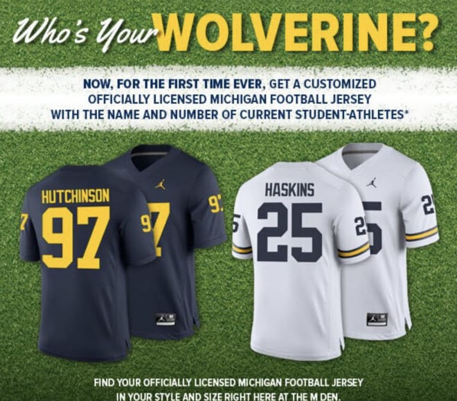 Michigan Wolverines football players are selling player jerseys at The MDen.