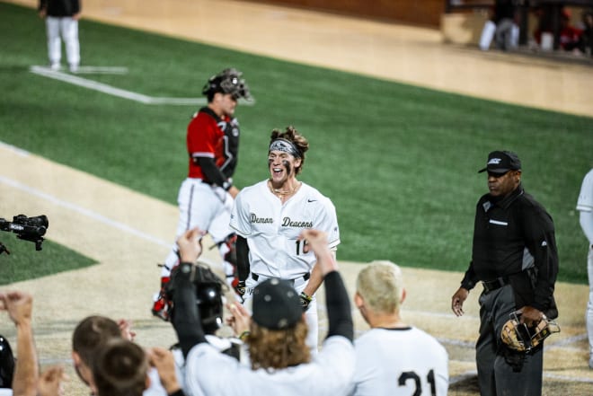 Mitchell Salvino celebrates during Thursday night's win over Louisville. 