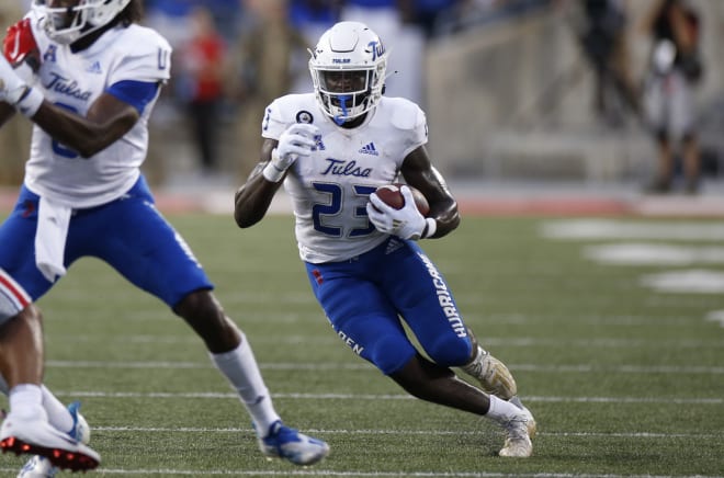 Tulsa RB Anthony Watkins runs the ball against Ohio State earlier this season.