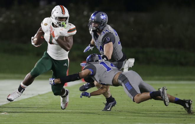 Miami running back Mark Walton did most of his damage at Duke as a receiver.