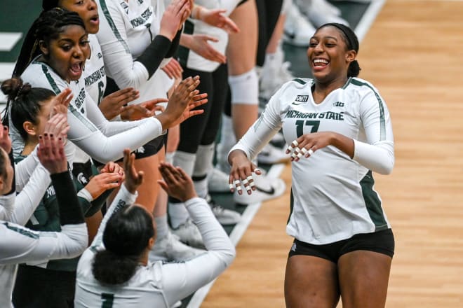 Michigan State volleyball middle blocker Naya Gros