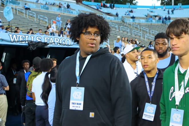 Cary, NC, offensive lineman Trey Blue discusses his growing relationship with Randy Clements and the UNC staff.