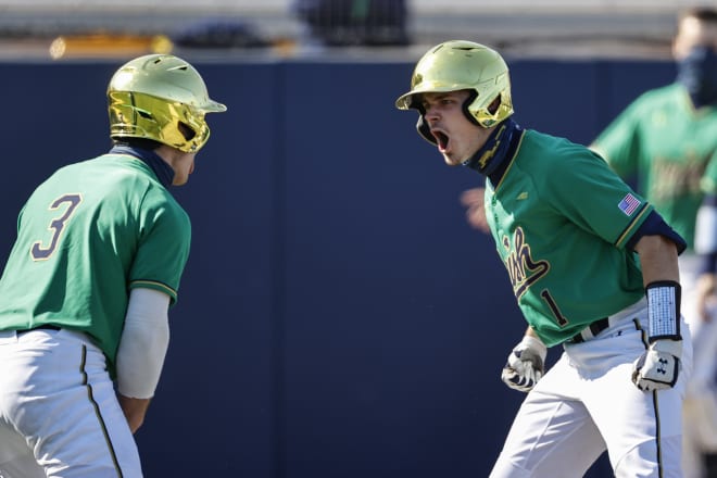 Notre Dame Fighting Irish baseball left fielder Ryan Cole